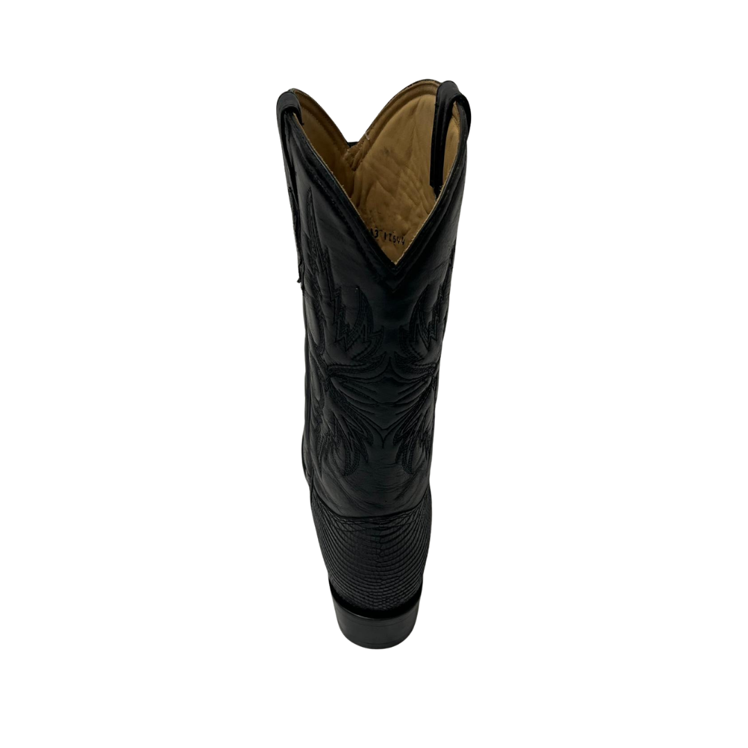 Pecos Bill Men's Black Lizard Round Toe Boots