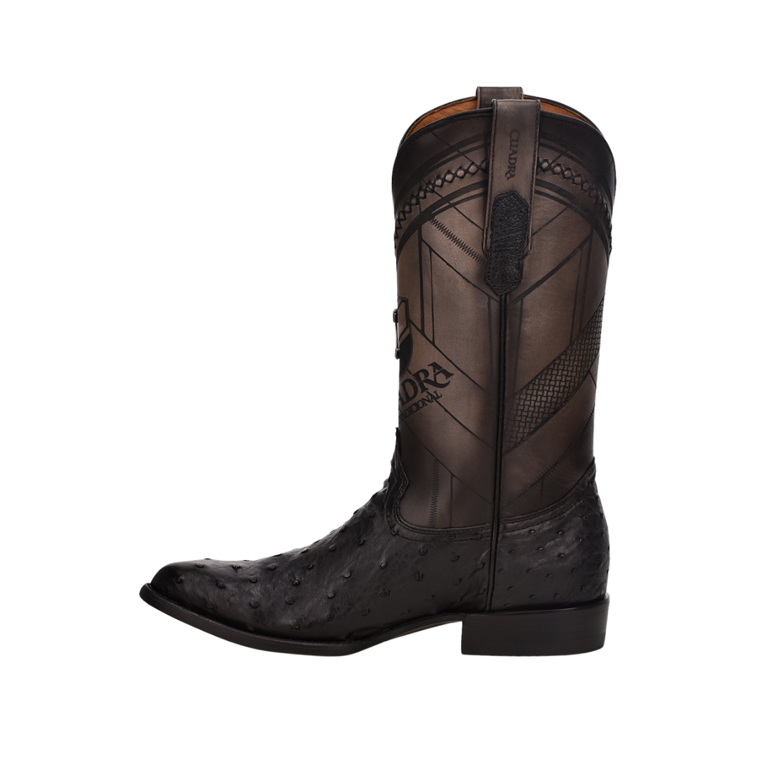 Cuadra Men’s Black Ostrich Laser & Woven Boot