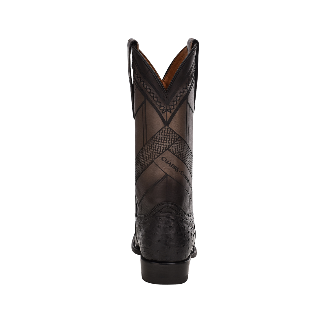 Cuadra Men’s Black Ostrich Laser & Woven Boot