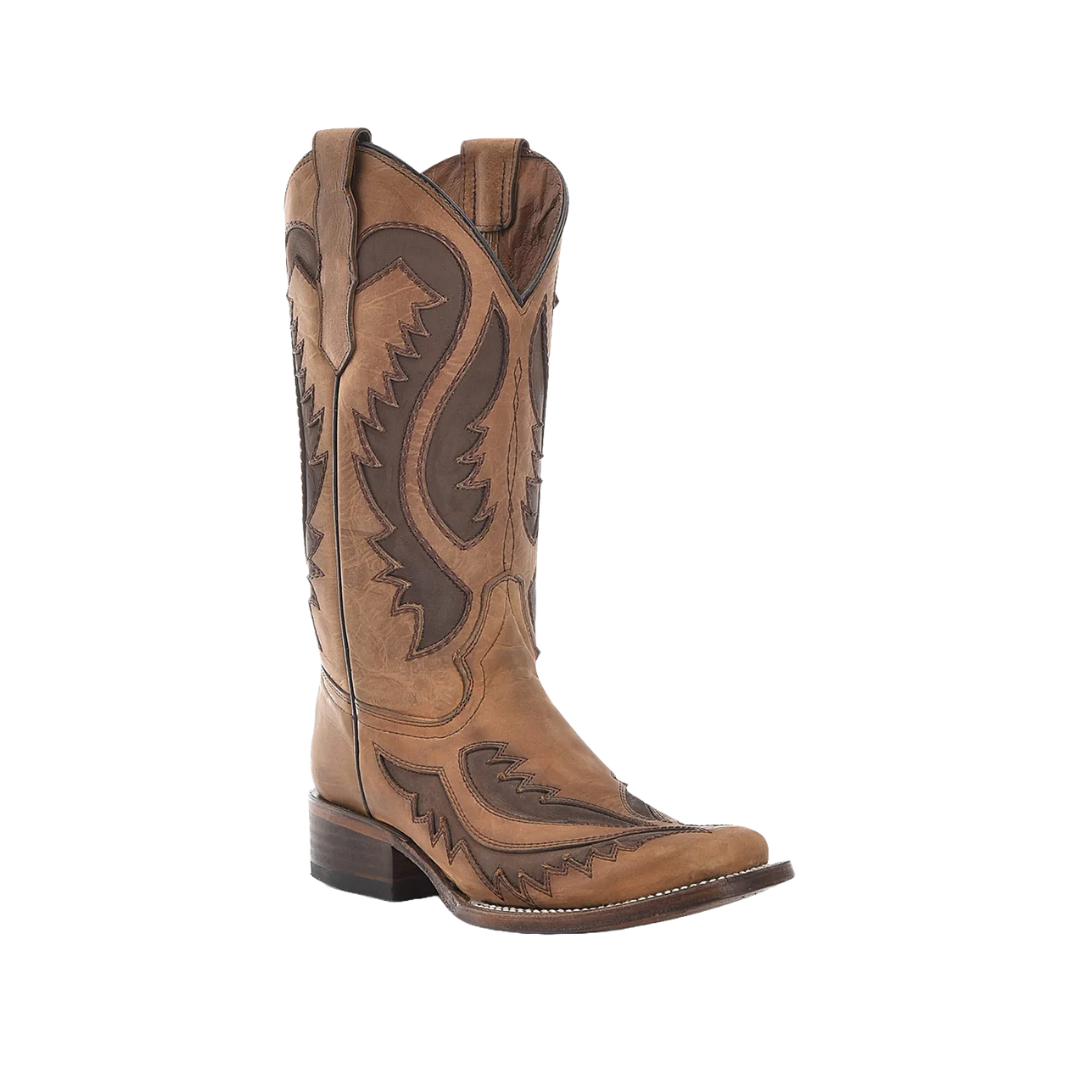 Corral Women's Circle G Tan Chocolate Inlay Western Boot