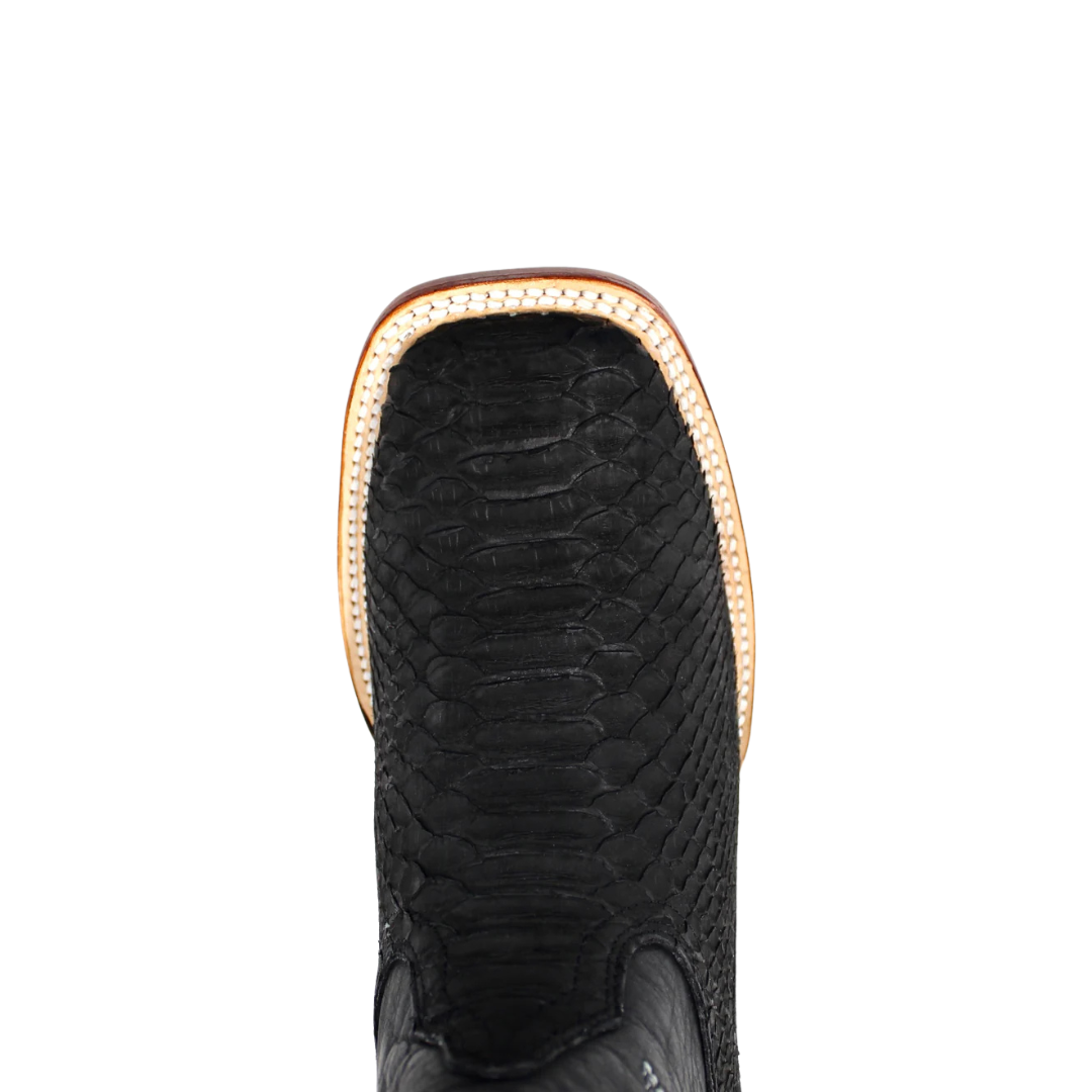 Los Altos Men's Python Square Toe Cowboy Black Boots