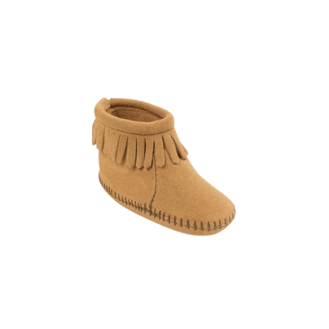 Minnetonka Kid's Back Flap Tan Bootie