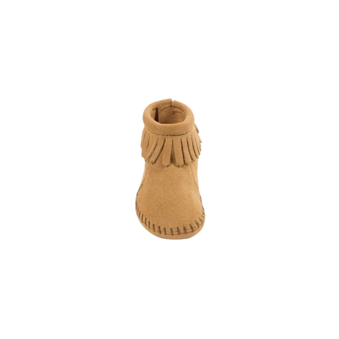 Minnetonka Kid's Back Flap Tan Bootie