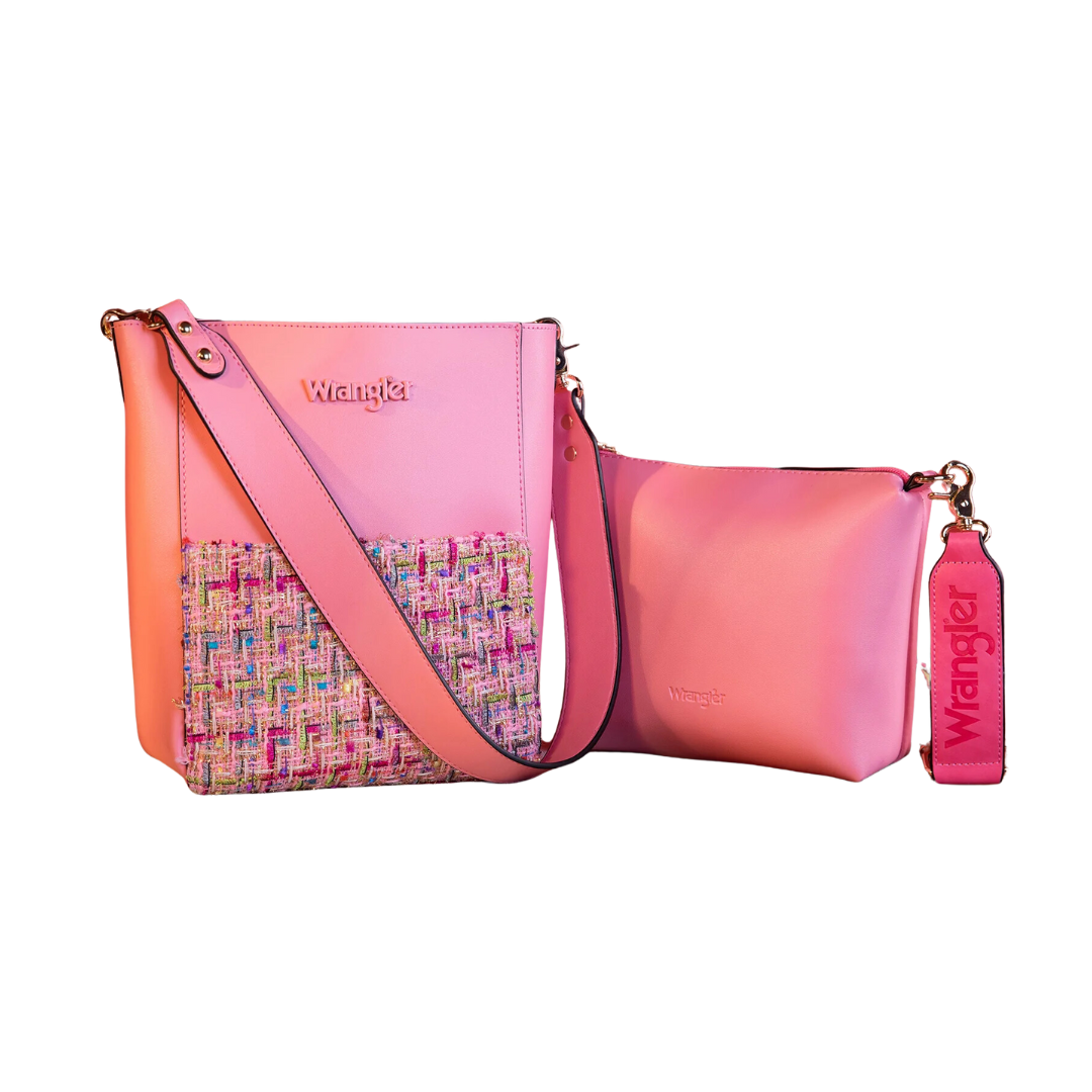 Wrangler Women's Hobo with Pink Mini Crossbody Set