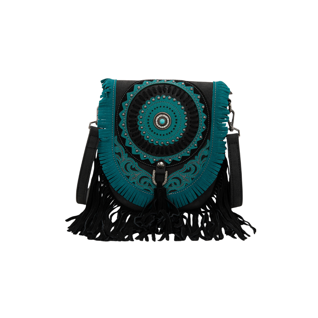 Montana West Concho Fringe Collection Saddle Bag/Crossbody