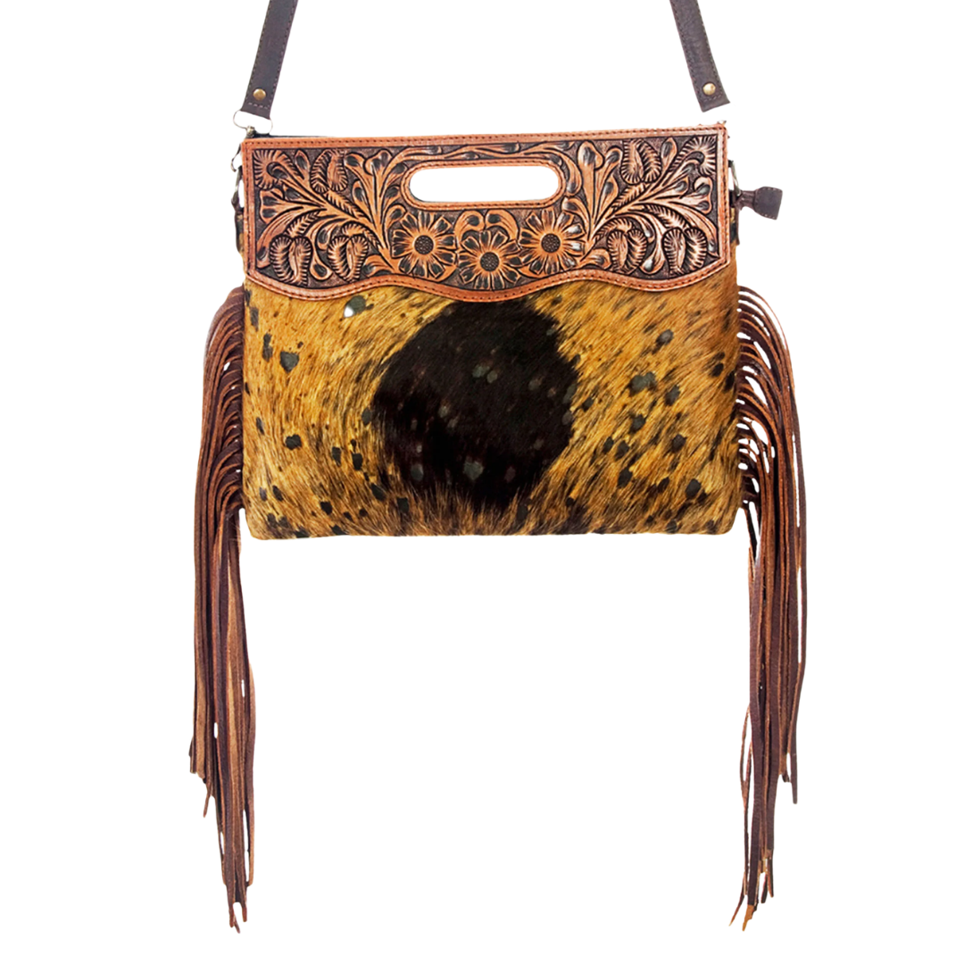 American Darling Women's Cowhide Strap Brown Crossbody