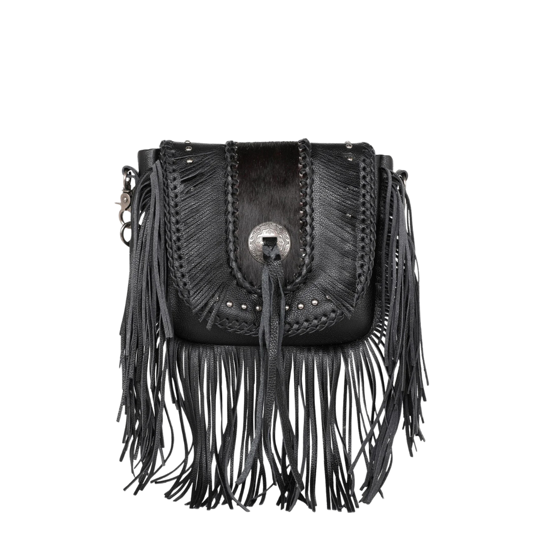 Montana West Women's Hair On Cowhide Bohemian Black Crossbody