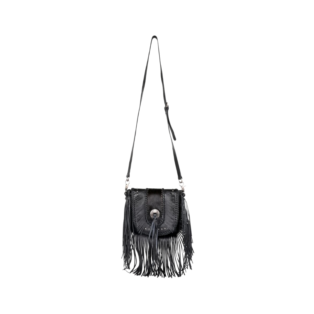 Montana West Women's Hair On Cowhide Bohemian Black Crossbody