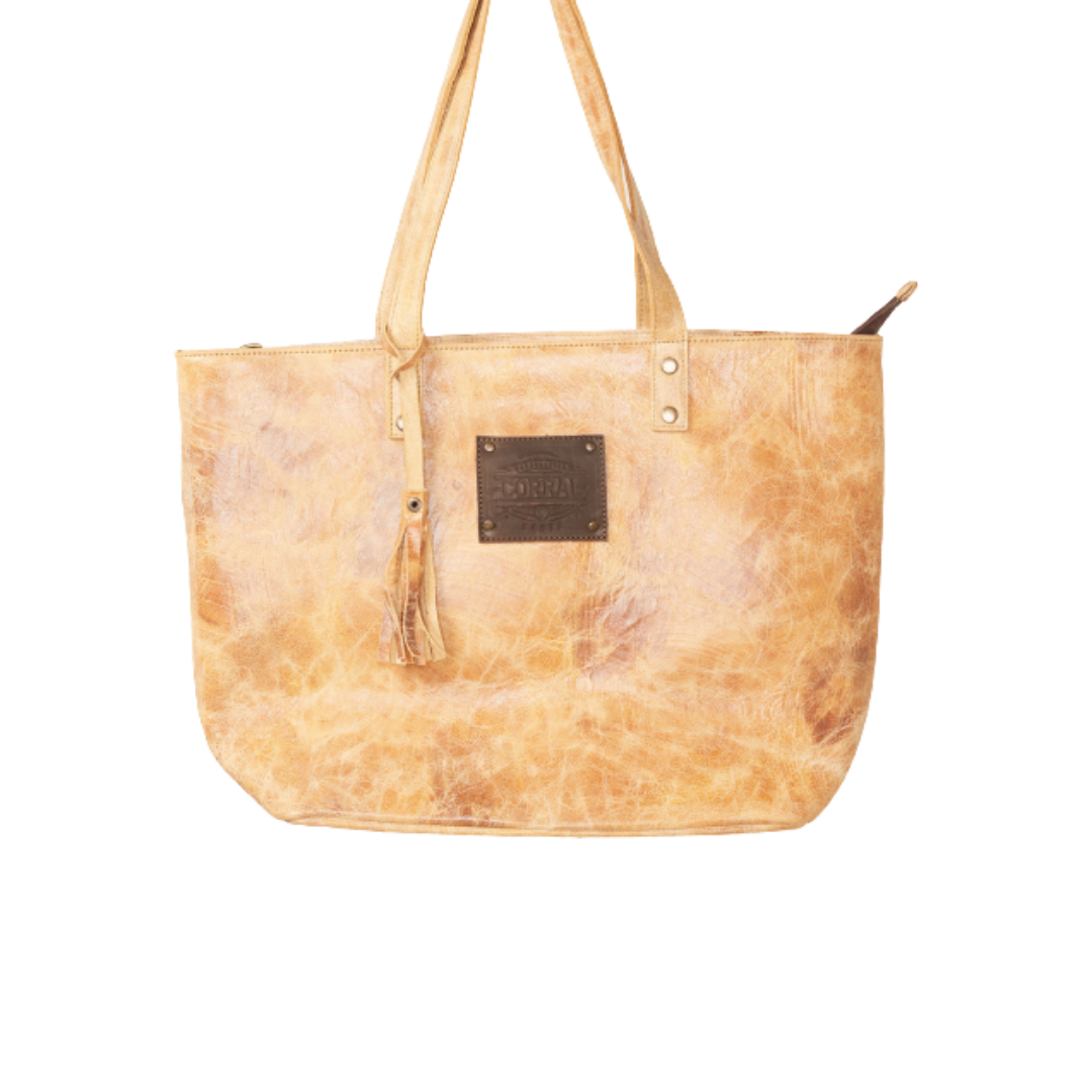 Corral Boots Women's Distressed Leather Orange Tote