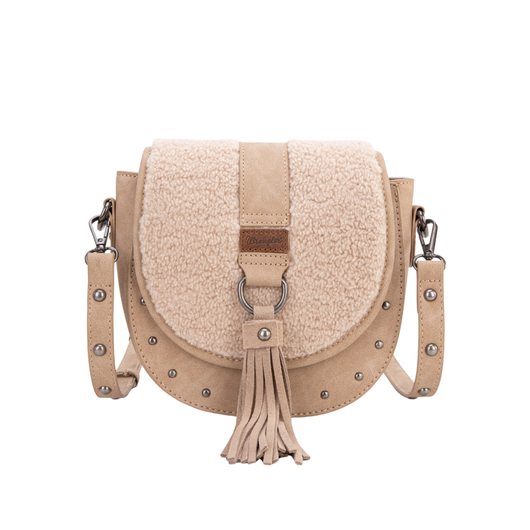 Wrangler Women's Sherpa Saddle Bag Khaki Crossbody
