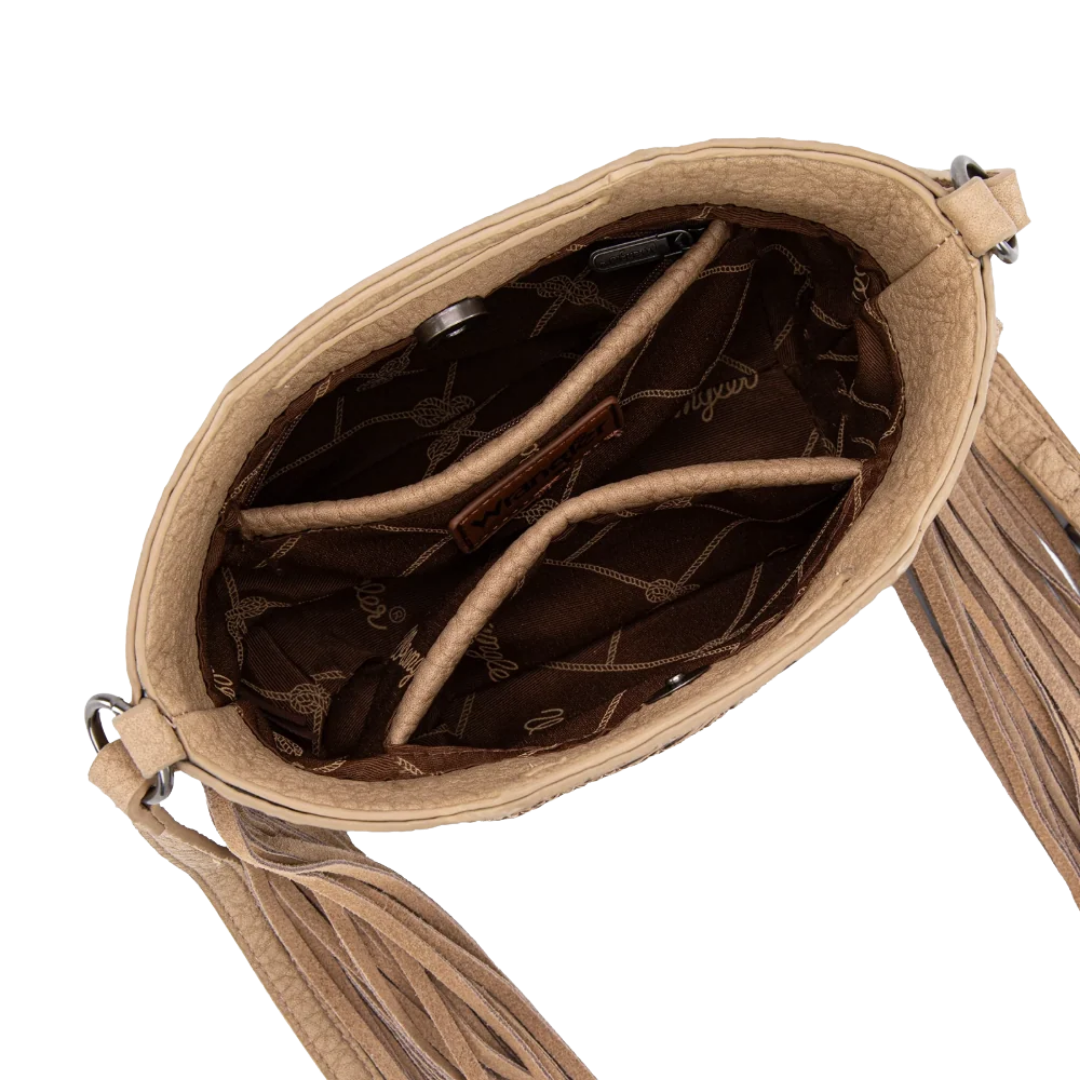 Wrangler Women's Genuine Cowhide Tan Crossbody