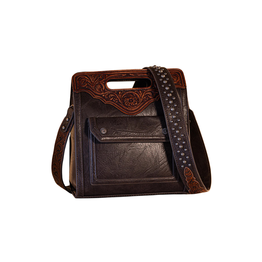 Montana West Women's Ranch Tooled Concealed Carry Coffee Crossbody Bag