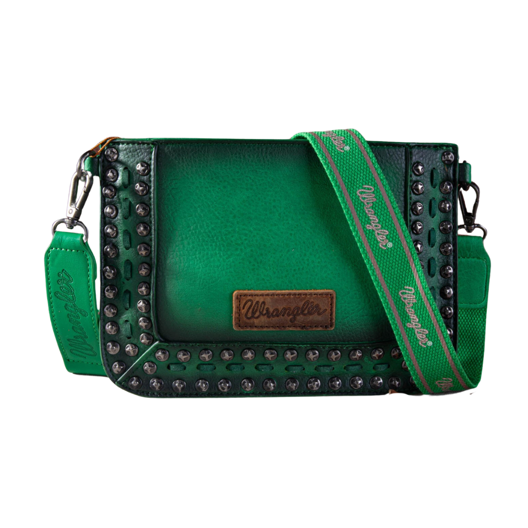 Wrangler Women's Rivets Wristlet Green Crossbody