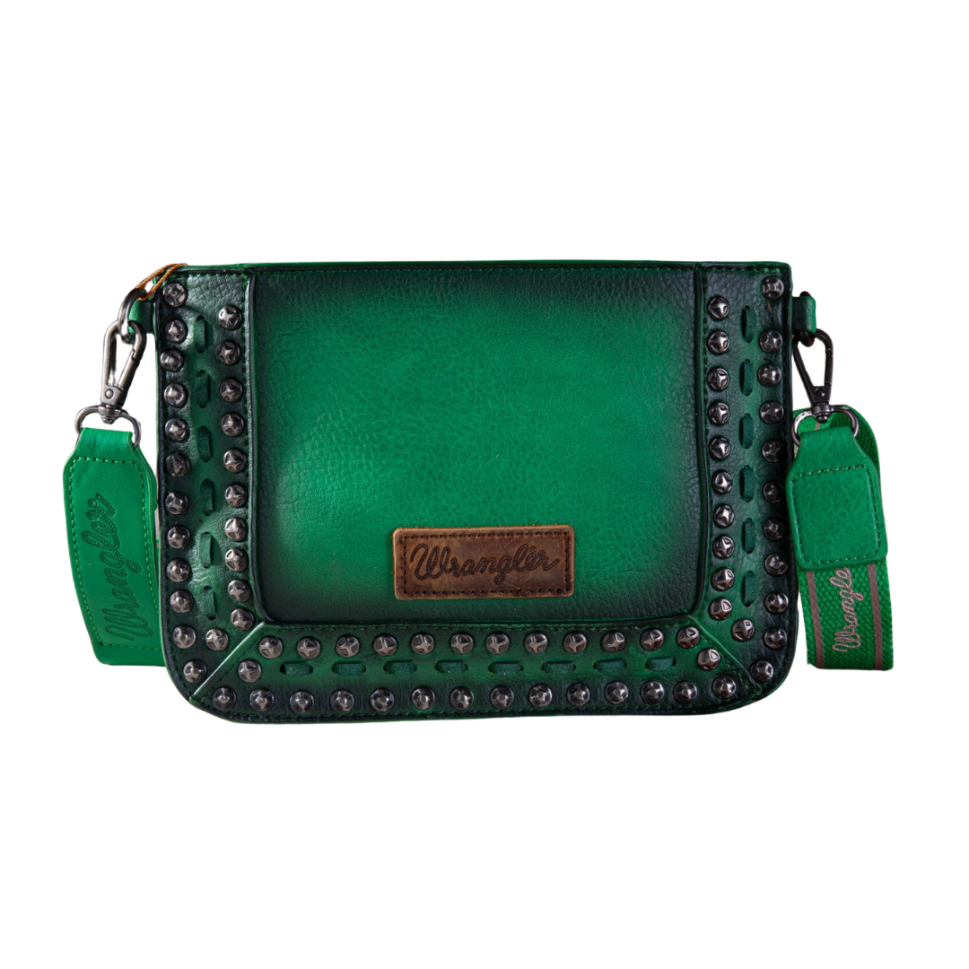Wrangler Women's Rivets Wristlet Green Crossbody