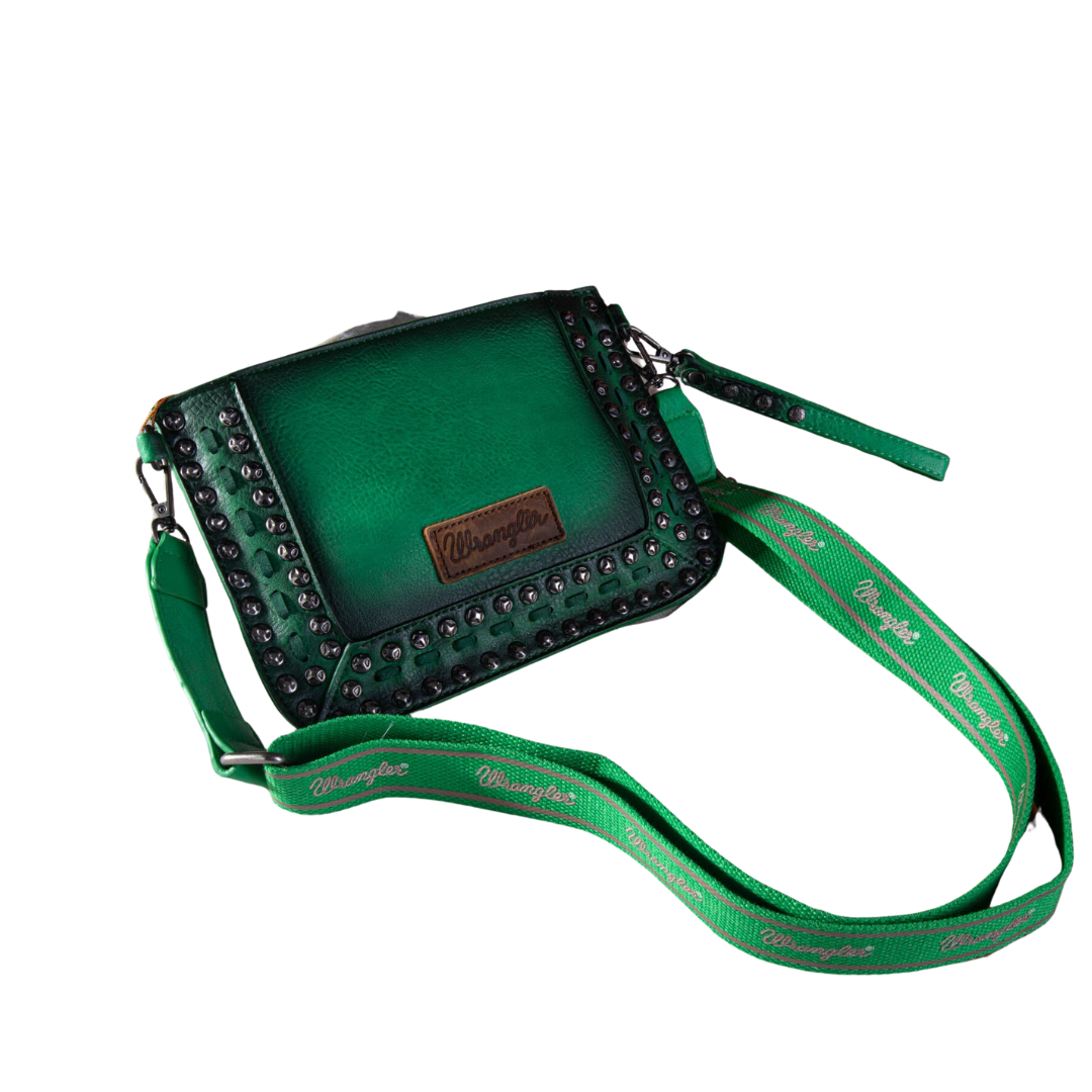 Wrangler Women's Rivets Wristlet Green Crossbody