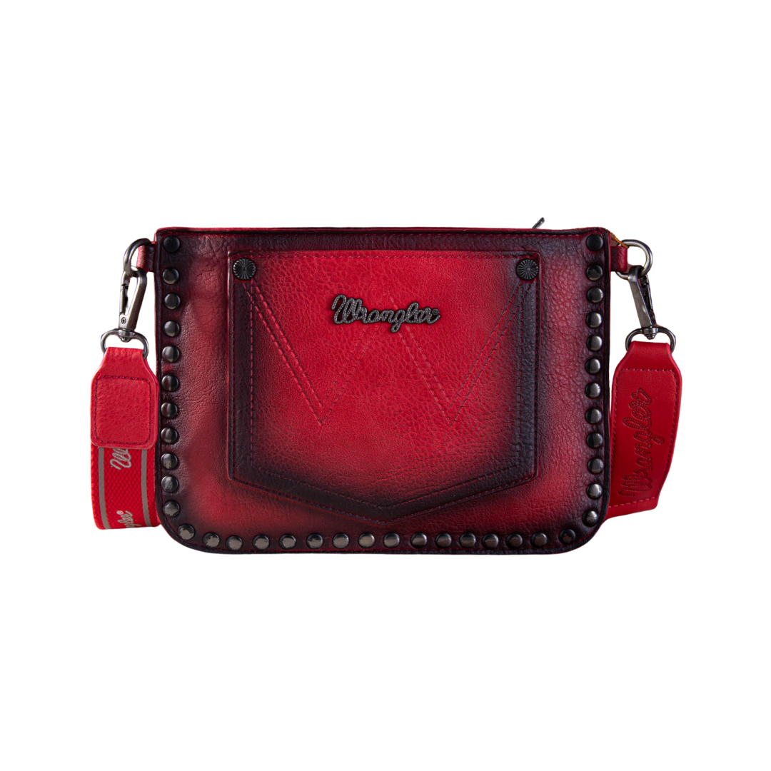 Wrangler Women's Rivets Studded Wristlet Red Crossbody