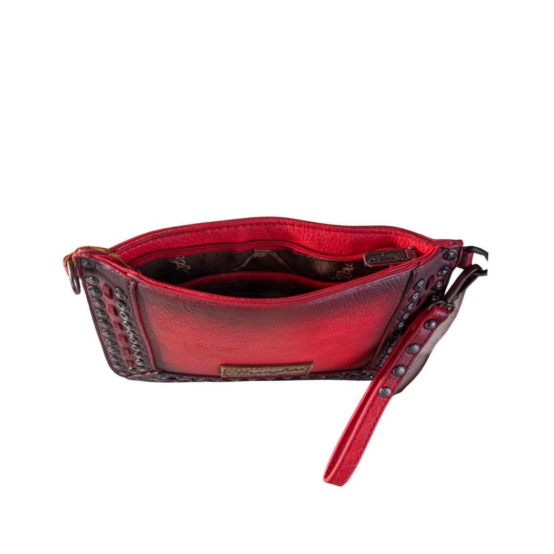 Wrangler Women's Rivets Studded Wristlet Red Crossbody