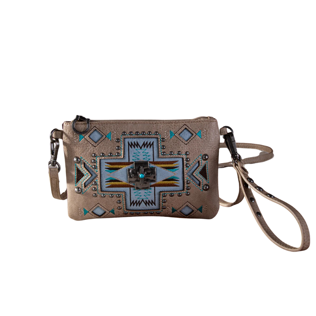 Montana West Women's Concho Wristlet Khaki Crossbody