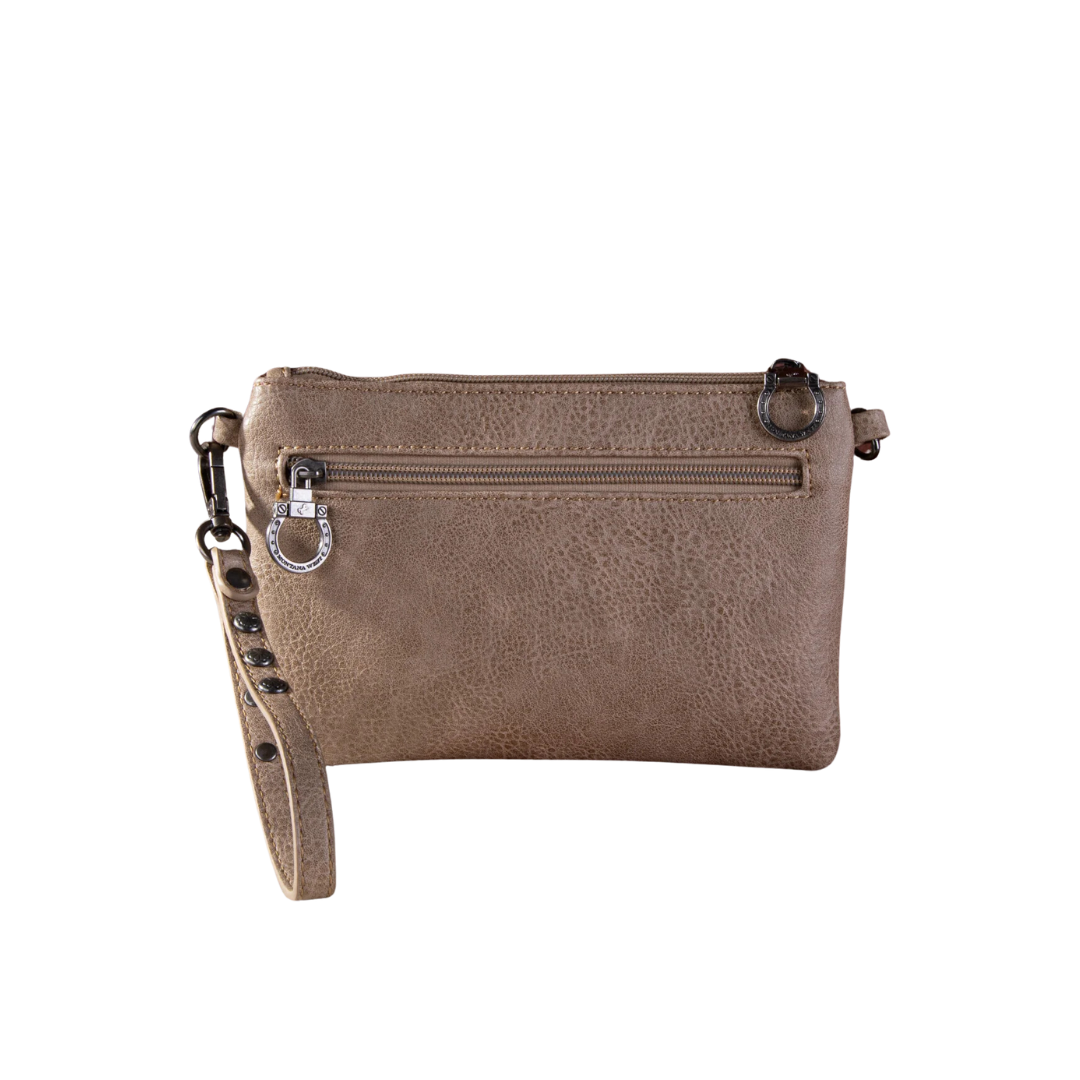 Montana West Women's Concho Wristlet Khaki Crossbody