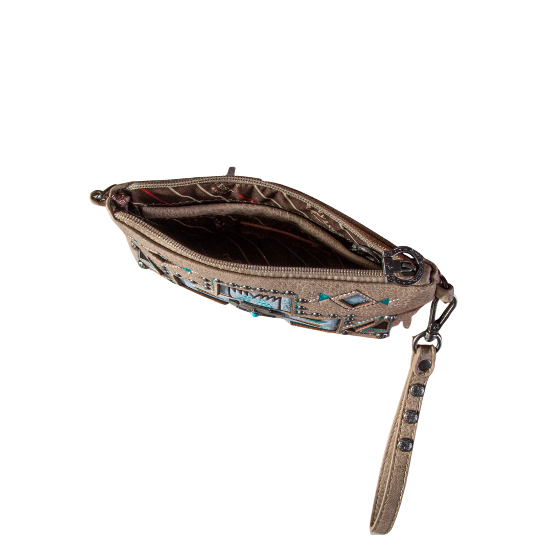 Montana West Women's Concho Wristlet Khaki Crossbody
