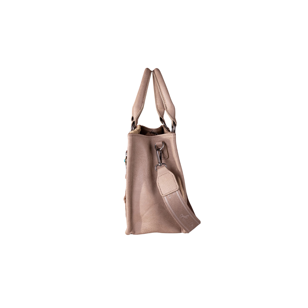 Montana West Women's Feather Collection Tote Khaki Crossbody