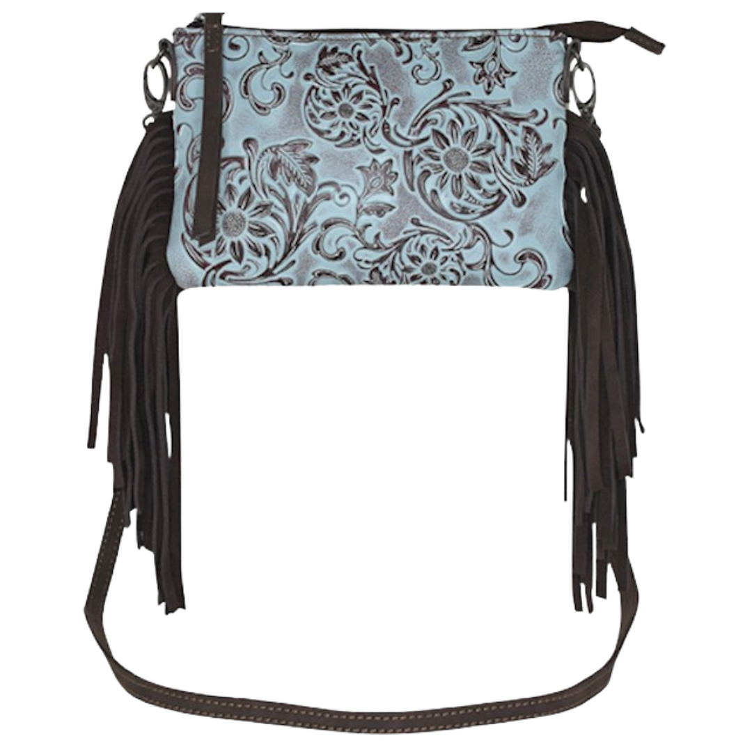Justin Women's Turquoise Tooled Sunflower Pattern Small Crossbody Bag