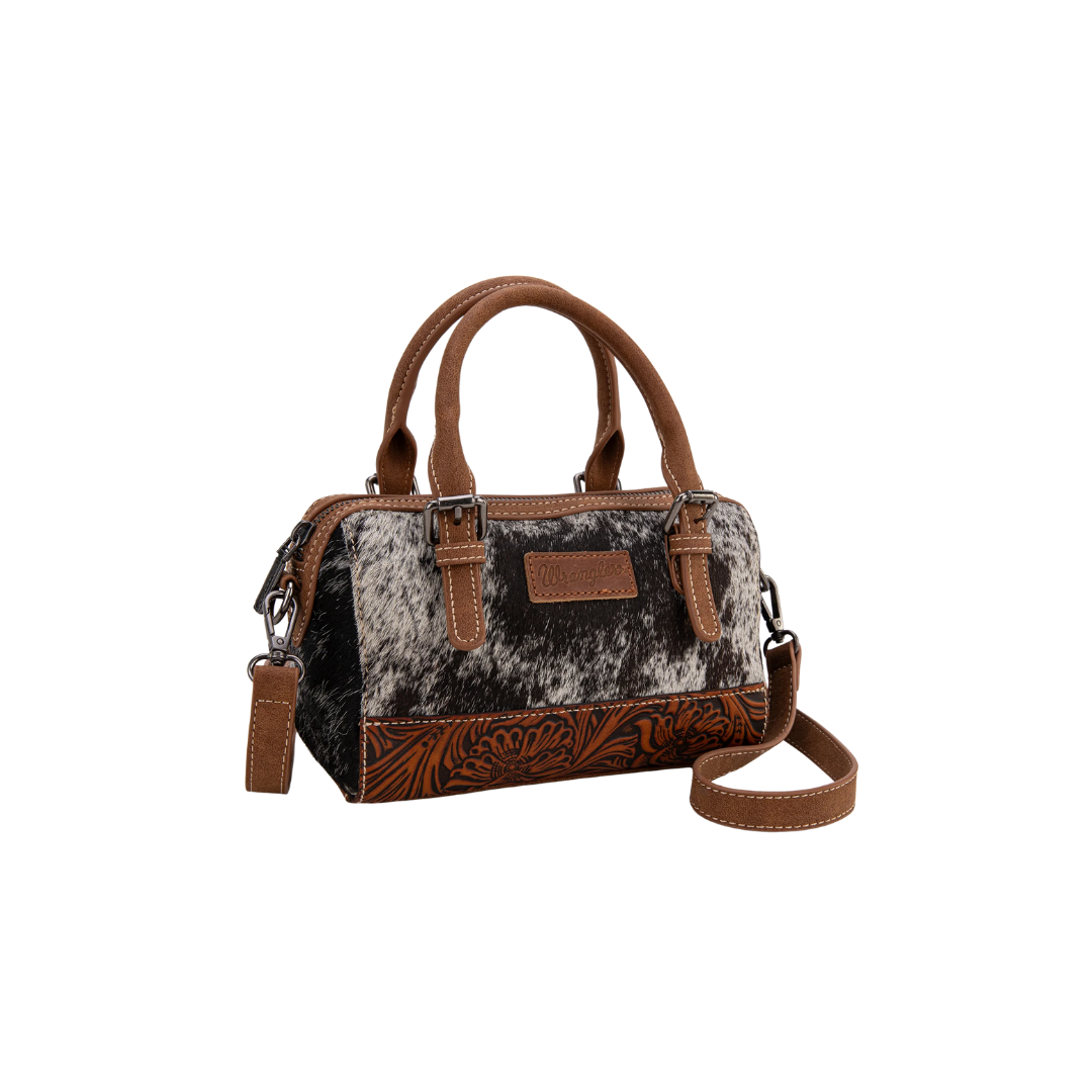 Montana West Women's Genuine Hair-On Cowhide Barrel Brown Bag