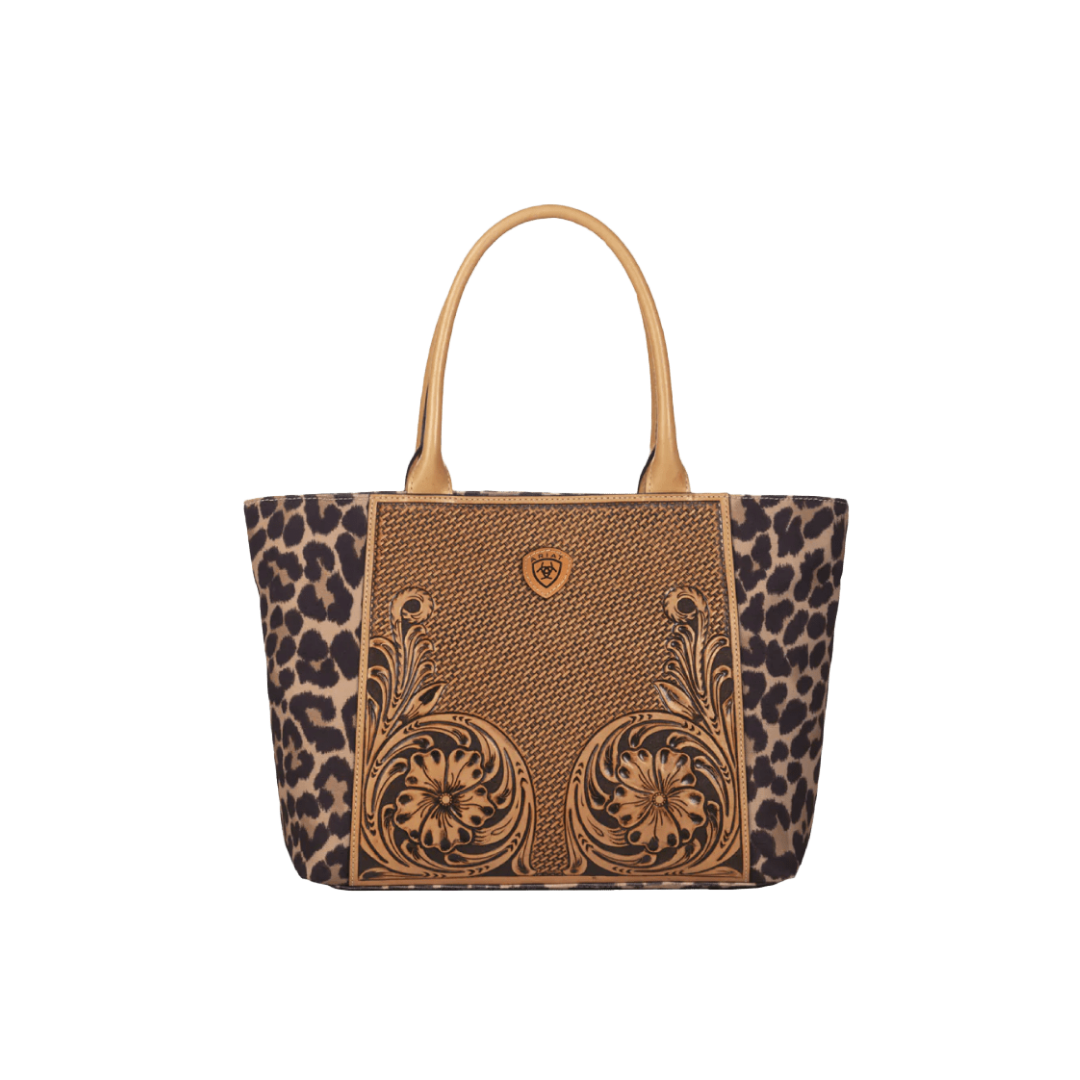 Ariat Women's Leopard Tooled Brown Tote