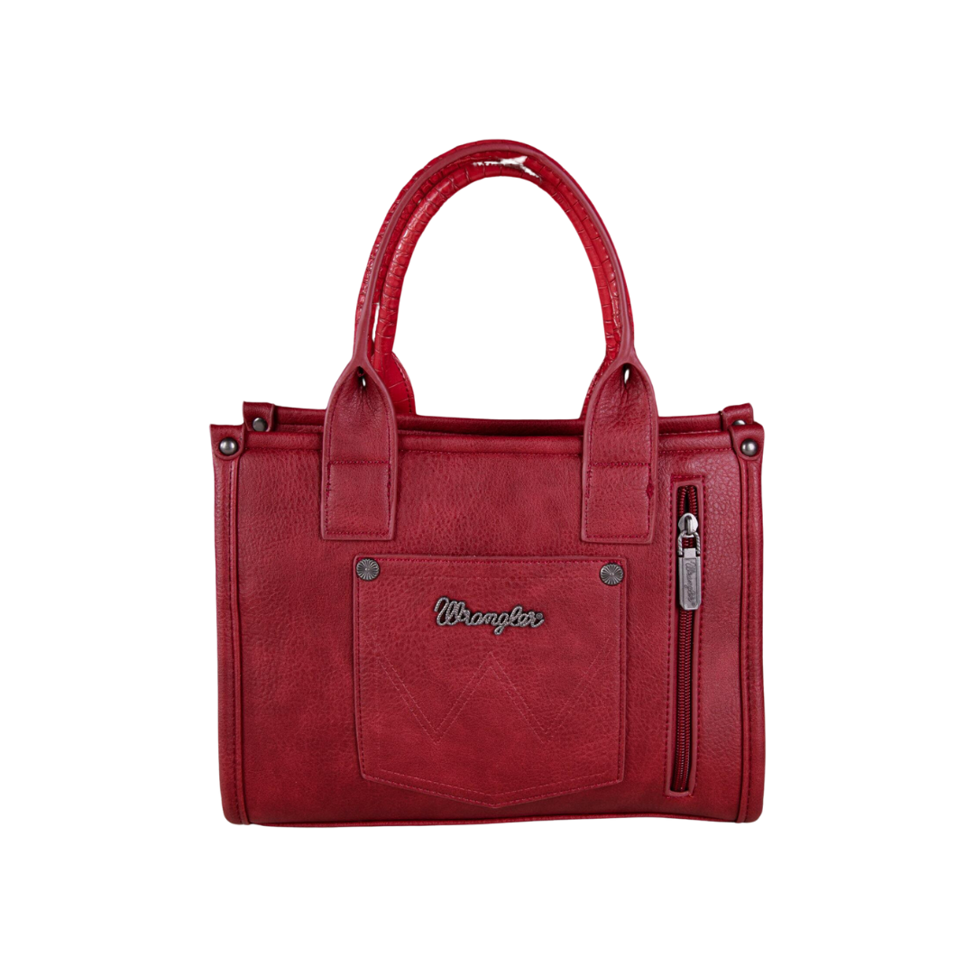 Wrangler Women's Croc Print Concealed Carry Burgundy Tote Crossbody
