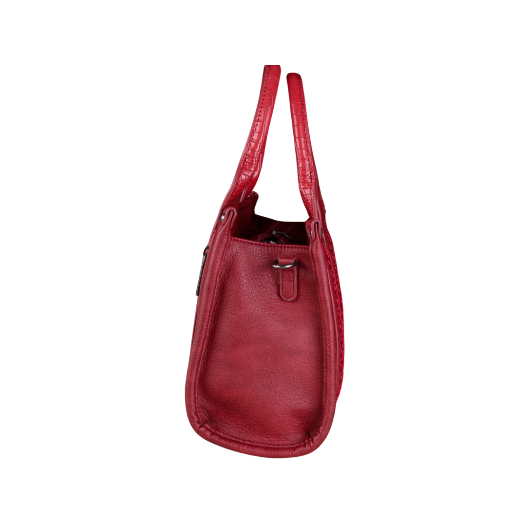 Wrangler Women's Croc Print Concealed Carry Burgundy Tote Crossbody