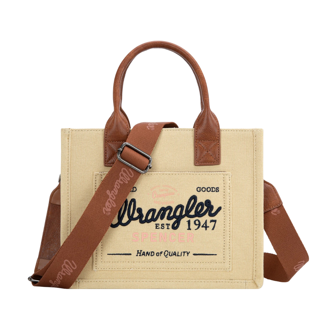 WRANGLER Women's Vintage Canvas Tote Tan Crossbody