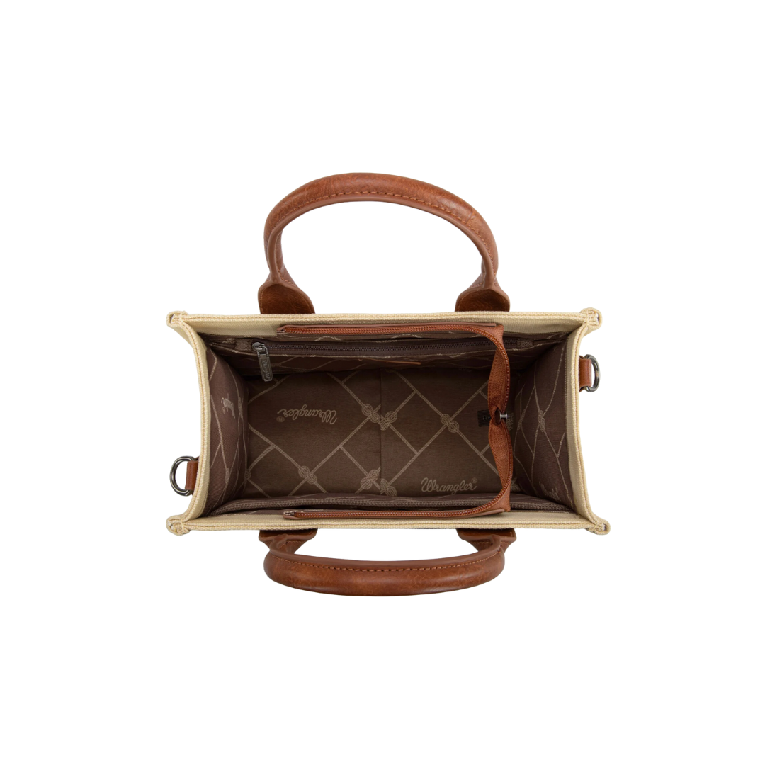 WRANGLER Women's Vintage Canvas Tote Tan Crossbody