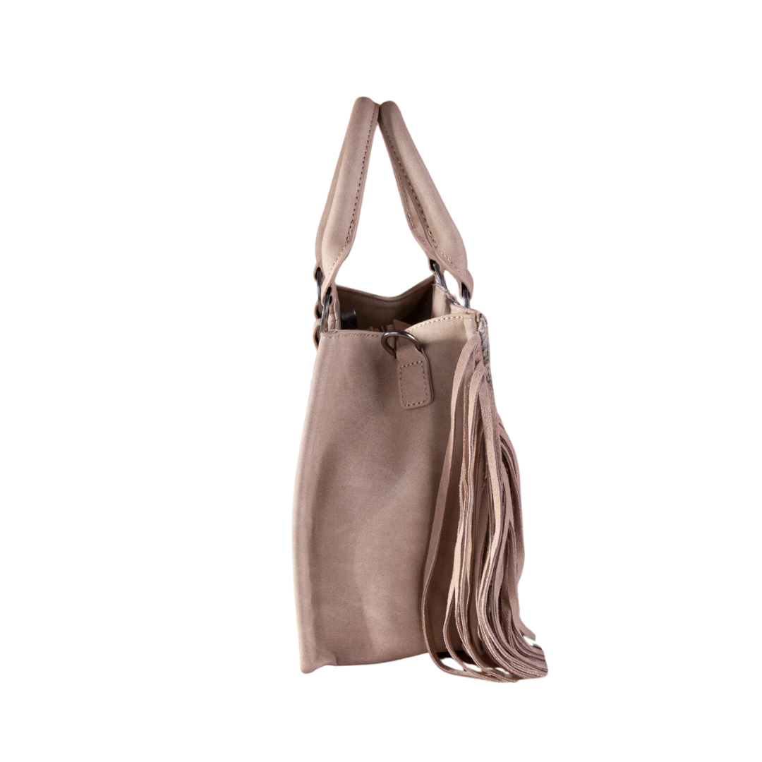 Wrangler Women's Hair On Cowhide Tote Khaki Crossbody