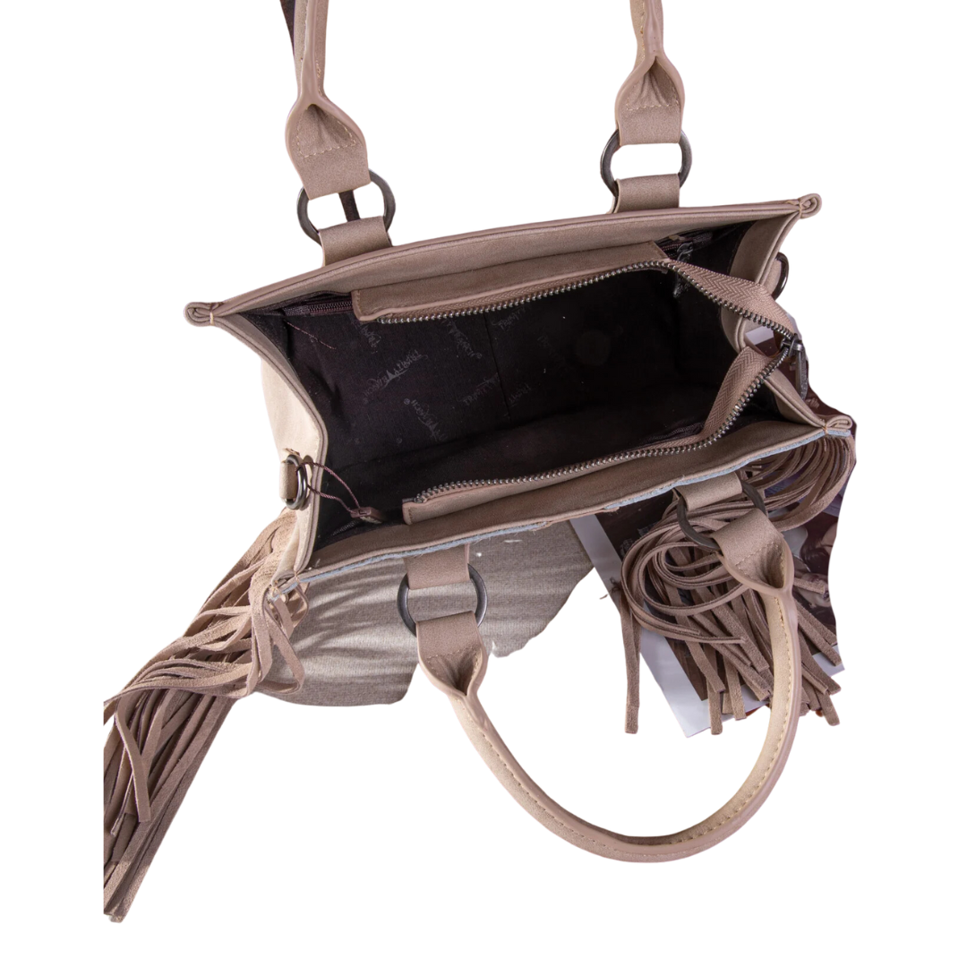 Wrangler Women's Hair On Cowhide Tote Khaki Crossbody