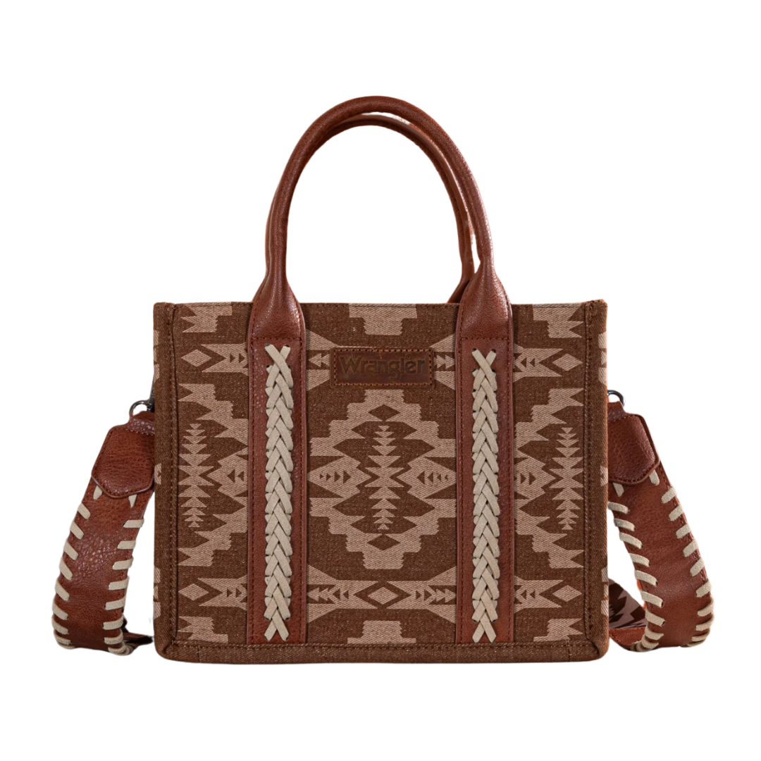 Wrangler Women's Southwestern Canvas Brown Tote Crossbody