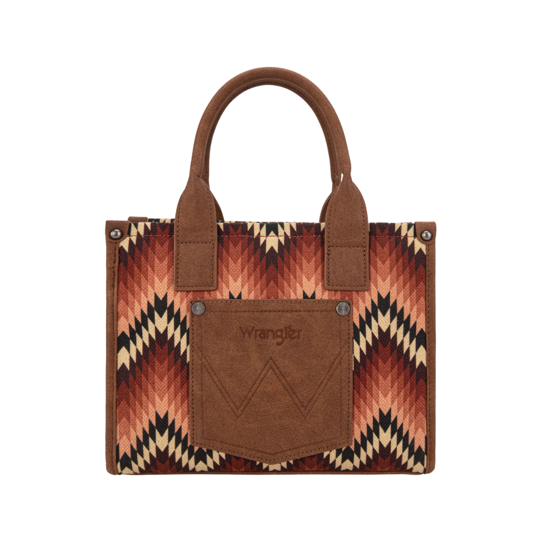 wrangler Women's Pattern Dual Sided Print Tote Brown Crossbody