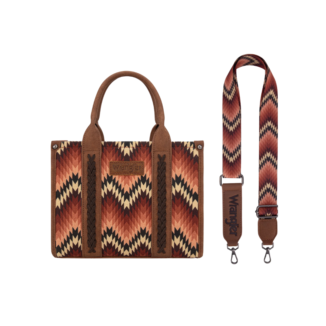 wrangler Women's Pattern Dual Sided Print Tote Brown Crossbody