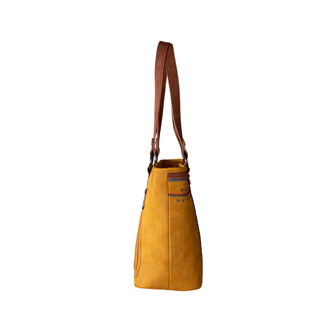 Montana West Women's Embroidered Concealed Carry Mustard Tote