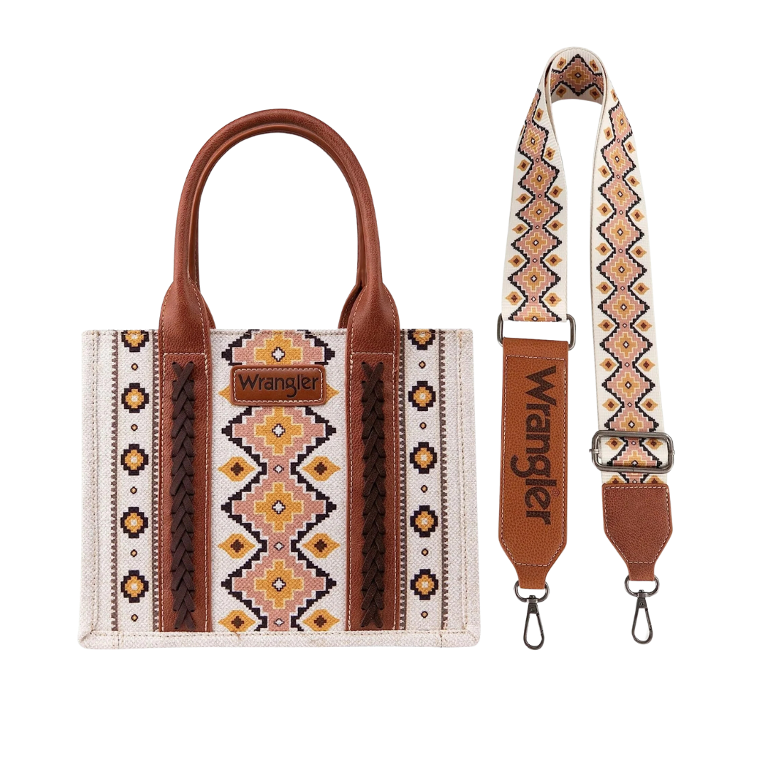 wrangler Women's Print Small Canvas Coffee Tote Crossbody