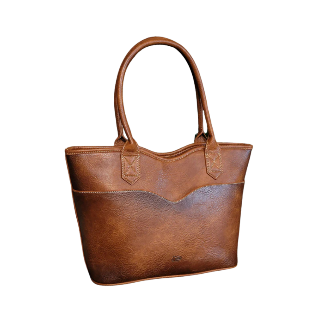 Justin Women's Tooled Leather Purse Brown Tote