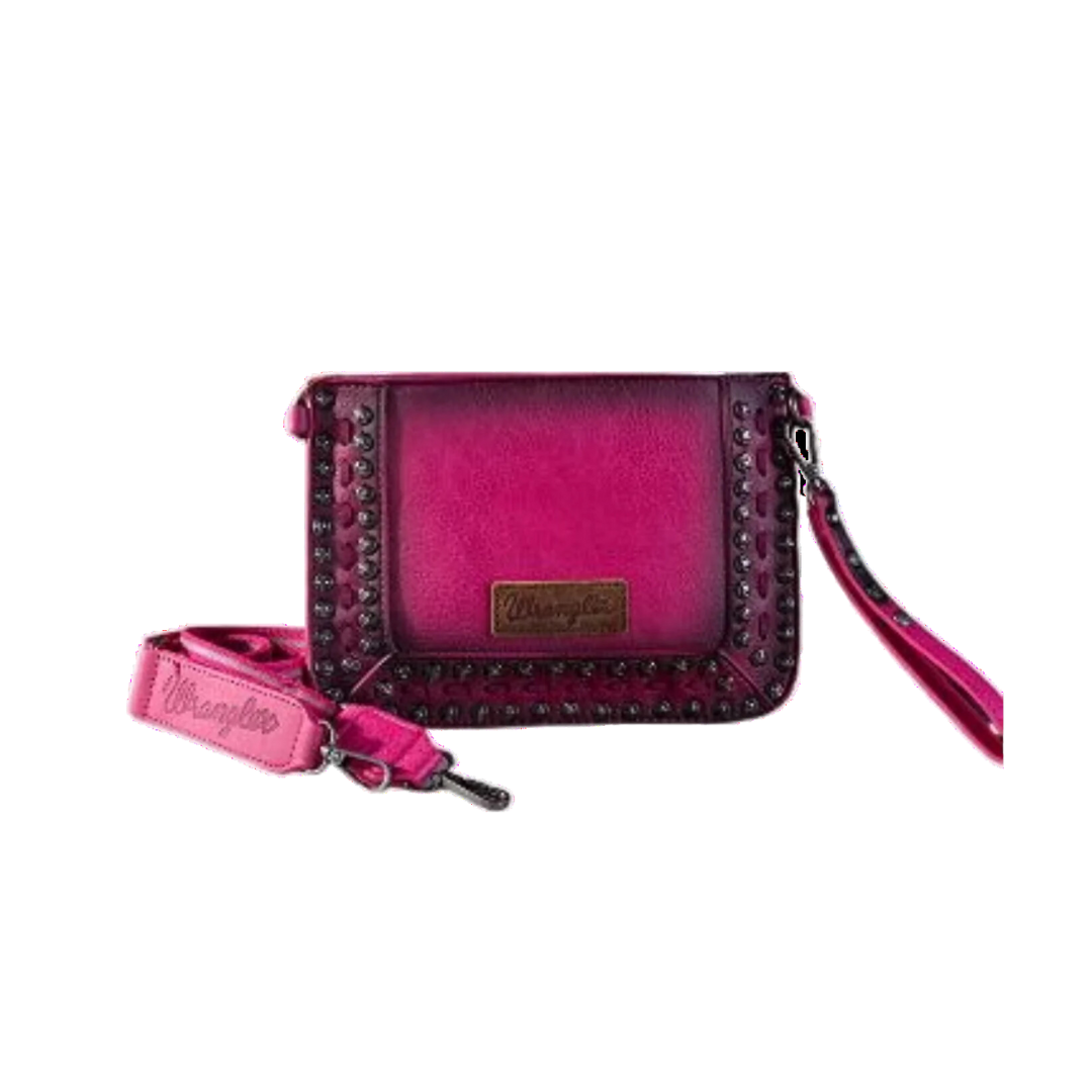 Wrangler Women's Wrangler Rivets Studded Coral Wristlet Crossbody Wallet