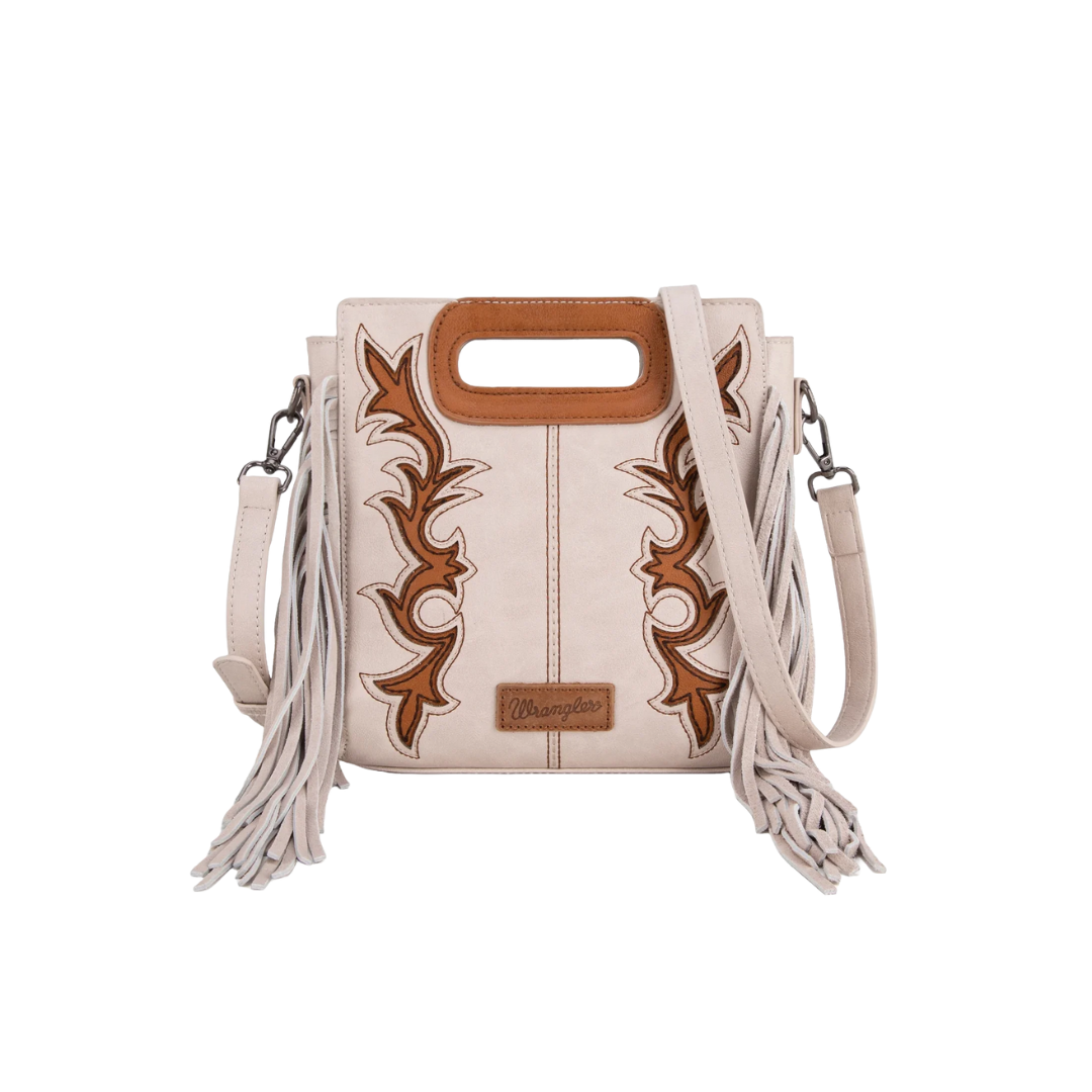 Wrangler Women's Beige Fringe Tote Crossbody Bag