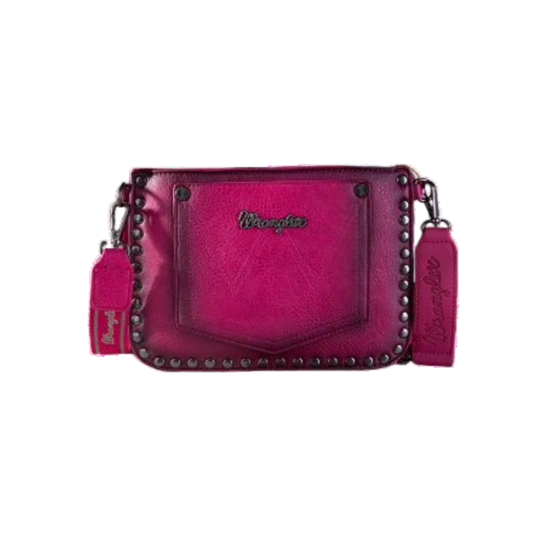 Wrangler Women's Wrangler Rivets Studded Coral Wristlet Crossbody Wallet