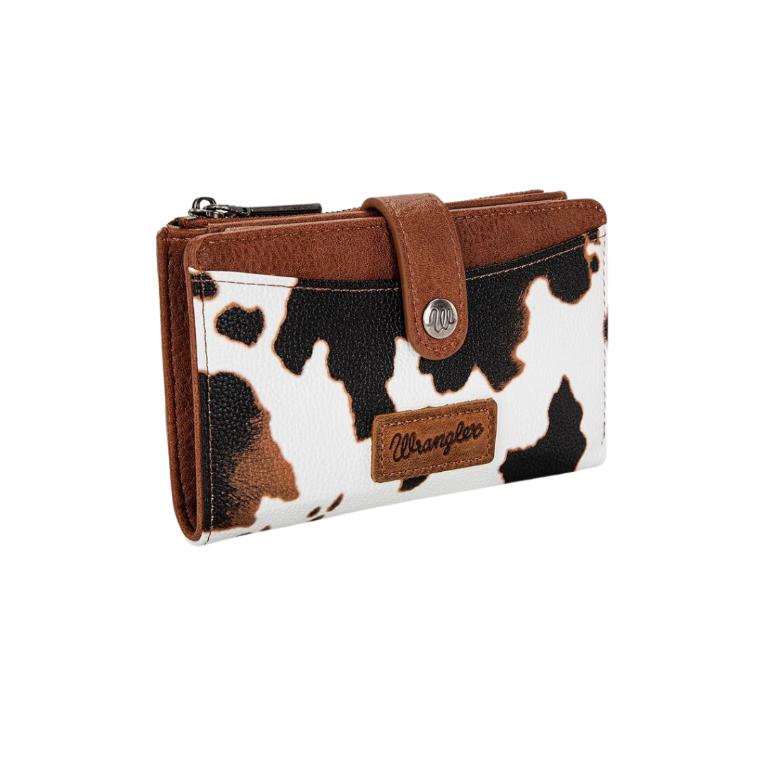 Wrangler Women's Bi-Fold Cow Print Brown Wallet