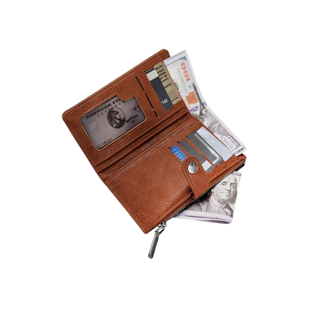 Wrangler Women's Bi-Fold Cow Print Brown Wallet