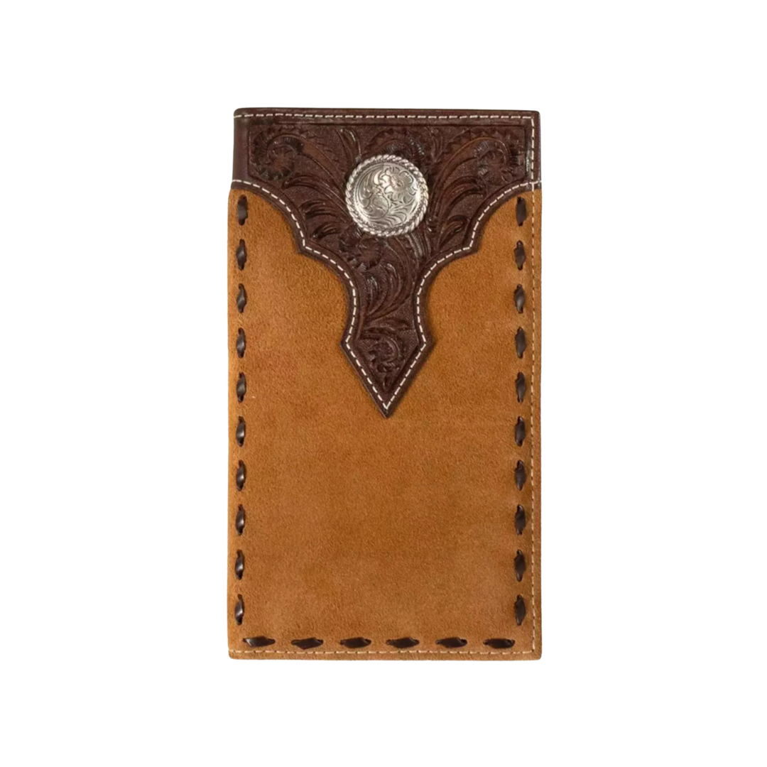 Nocona Men's Leather Concho Floral Lace Tan Wallet