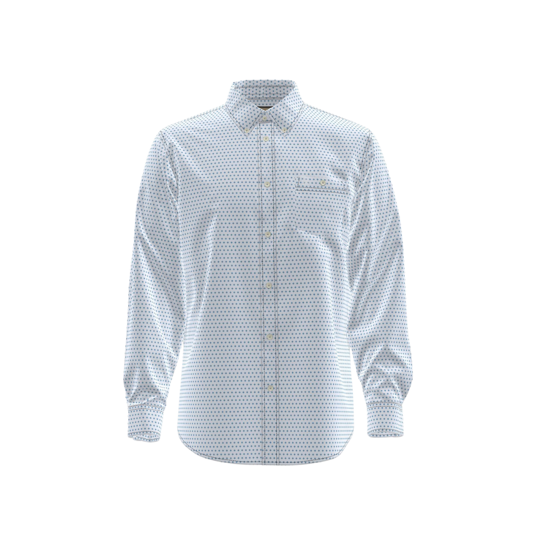 Wrangler Men's Classic White Blue Print Shirt