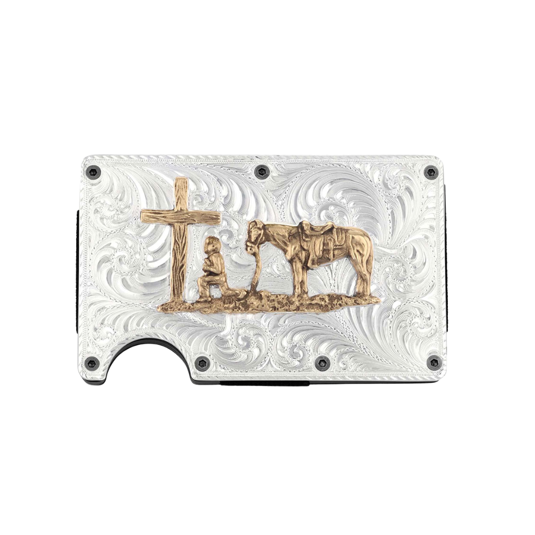 Western Style Montana Men's Praying Cowboy Credit Card & Cash Clip