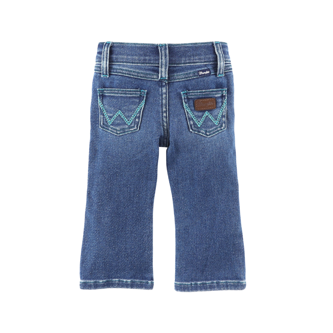 Wrangler Infant Girl's Stitched Pocket Melanie Blue Jeans
