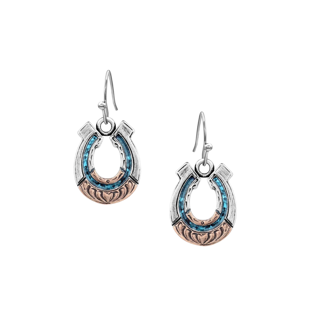 Montana Silversmiths Women's Inner Light Turquoise Horseshoe Earrings